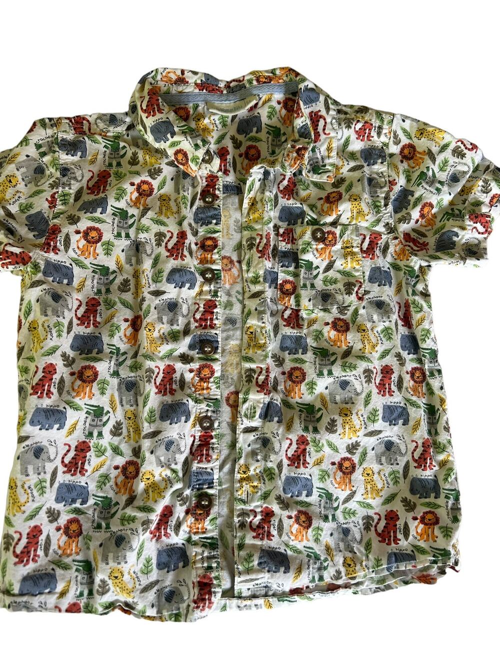 JoJo Maman Bebe Animal Button Down Shirt size 5-6